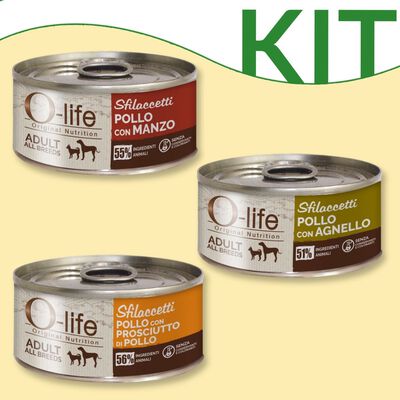 Kit degustazione O-Life dog adult sfilaccetti 85 gr
