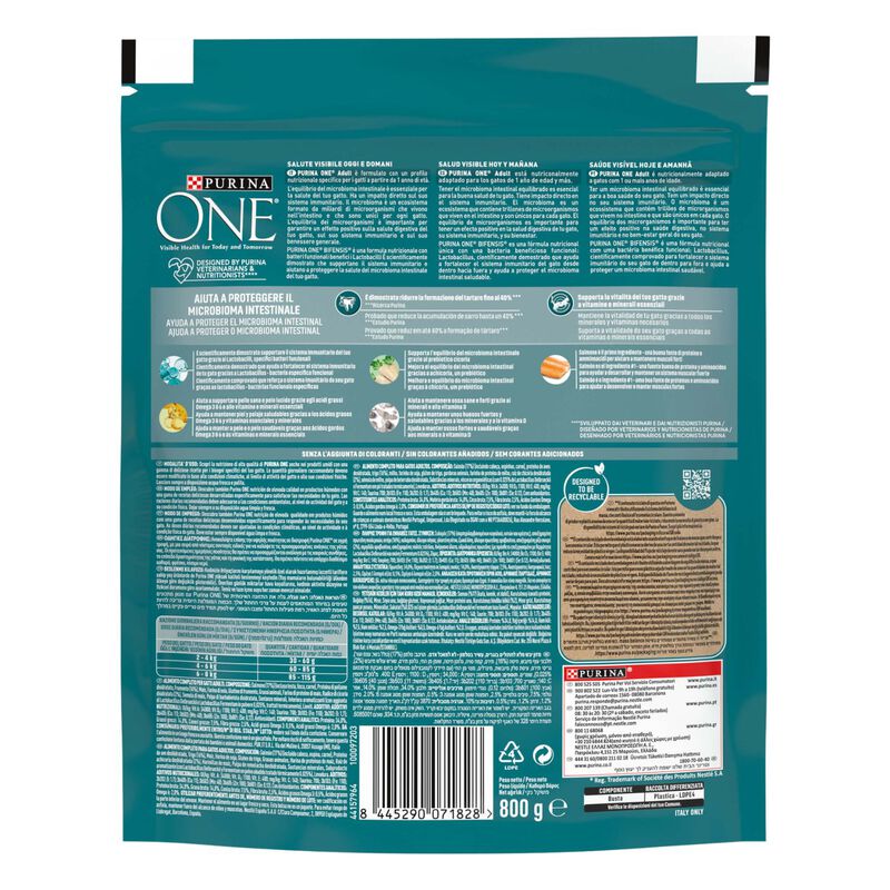 Purina One Bifensis Cat Adult  Salmone e Cereali Integrali 800 gr