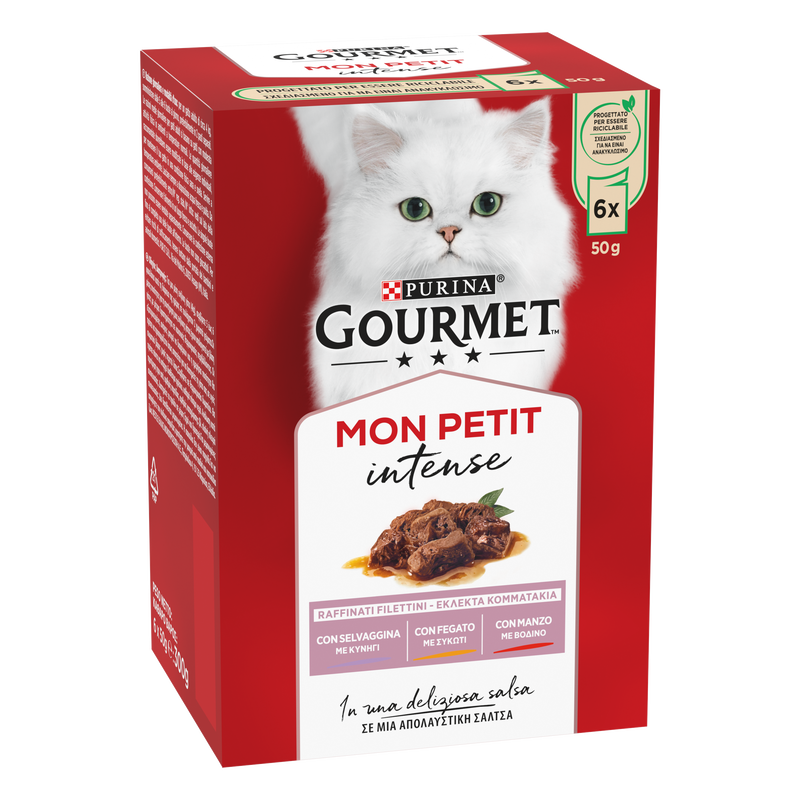 Gourmet Mon Petit Cat Adult con Selvaggina, Fegato, Manzo 6 x 50 gr