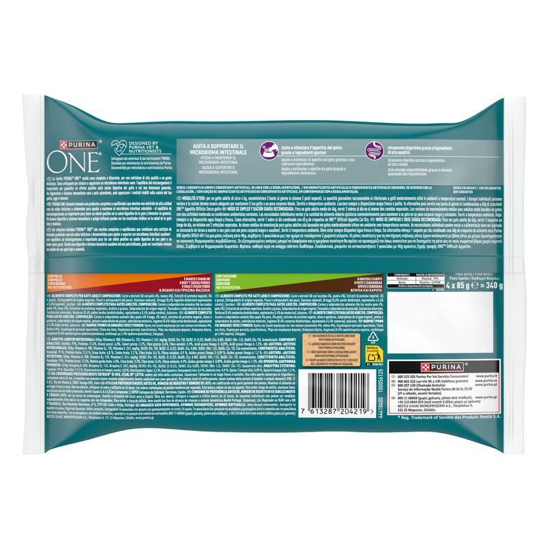 Purina One Cat Appetito Difficile Filettini in Salsa 4 pz x 85 gr