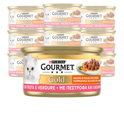 Gourmet Gold Cat Adult Dadini in Salsa con Trota e Verdure 85 gr