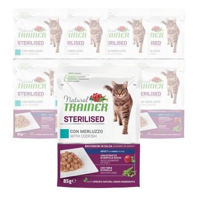 Natural Trainer Cat Adult Sterilised al Merluzzo 85 gr