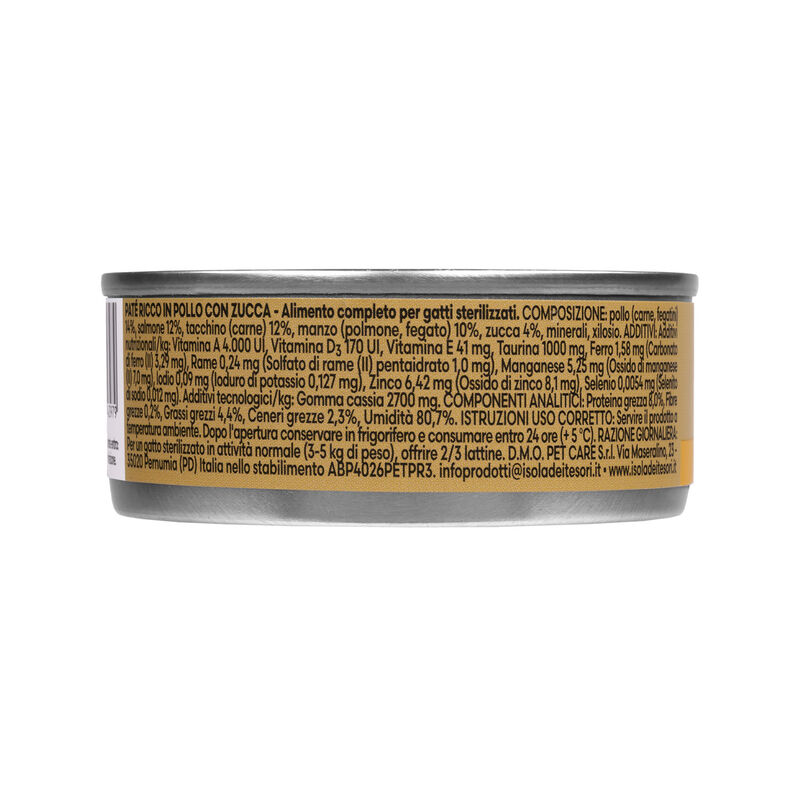 Naturalpet Premium Cat Adult Sterilized Pat&eacute; ricco in Pollo con zucca 85gr