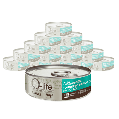 O-life Cat Adult sfilaccetti tonnetto striato con pollo 70gr