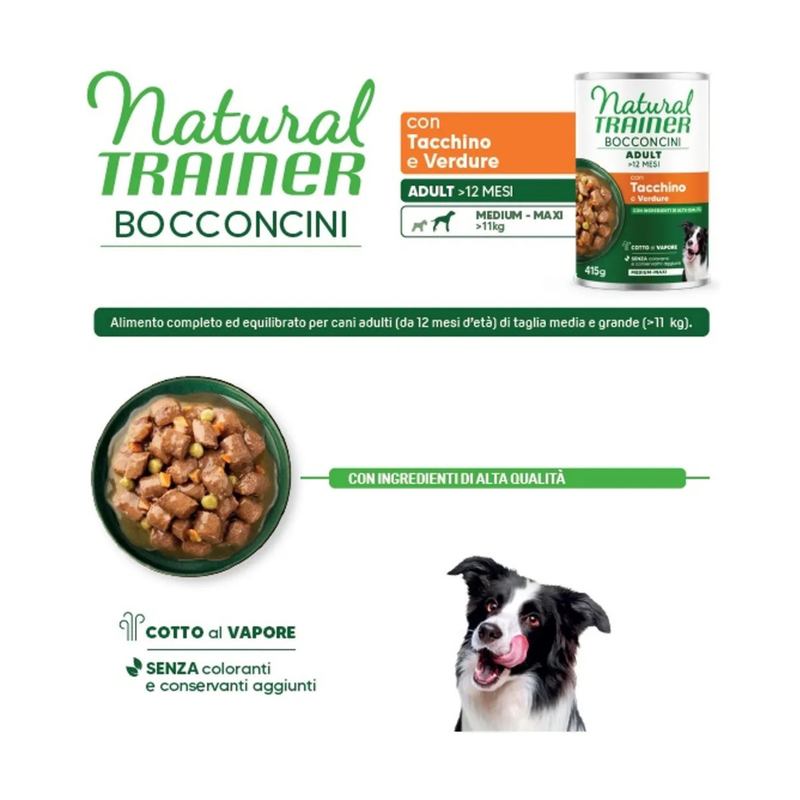 Natural Trainer Dog Mediumx&Maxi Adult bocconcini con tacchino 415gr