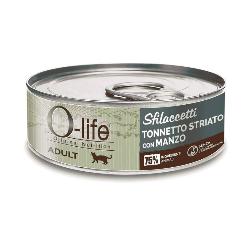 O-life Cat Adult sfilaccetti tonno con manzo 70gr
