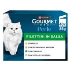Gourmet Perle Cat Adult Filettini in salsa Pollo, Coniglio, Selvaggina e Vitello 85grx40pz