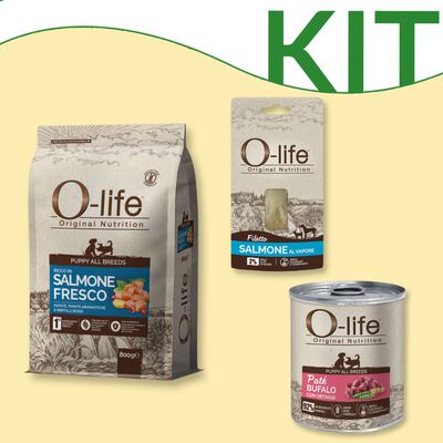 Kit alimentazione premium con carne fresca O-life Puppy
