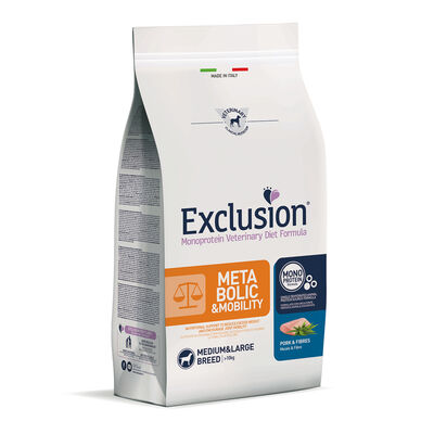 Exclusion Monoprotein Veterinary Diet Dog Medium Large Metabolic & Mobility Maiale e Fibre 2 Kg
