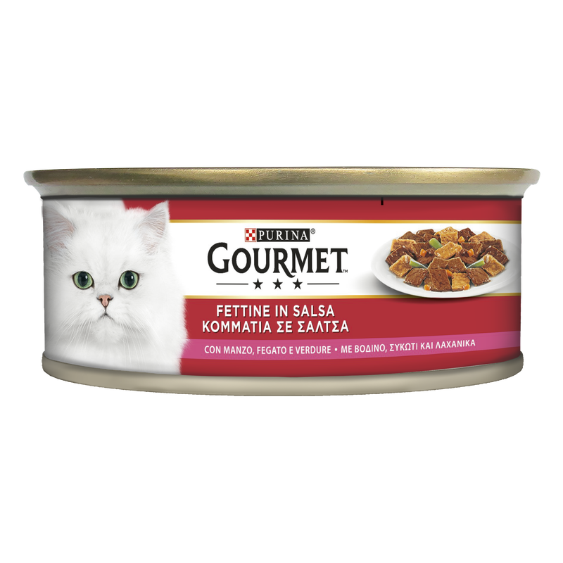 Gourmet Rosso Cat Adult Fettine con Verdure, Manzo e Fegato 195 gr