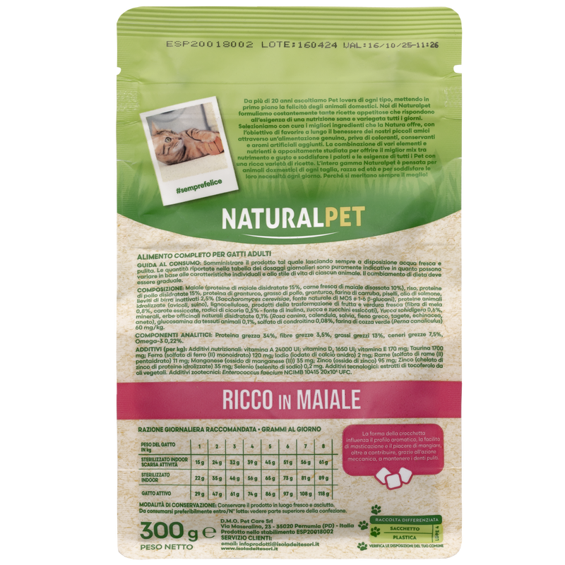 Naturalpet Cat Adult ricco in Maiale 300gr