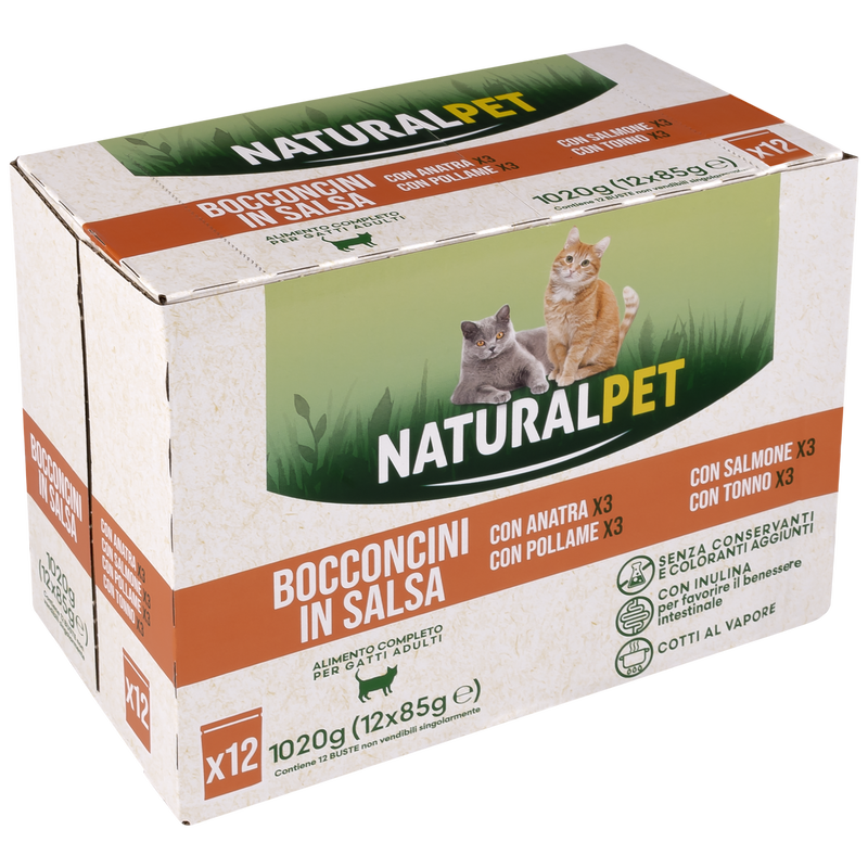 Naturalpet Cat Adult Bocconcini in salsa Multipack 85grx12 pz