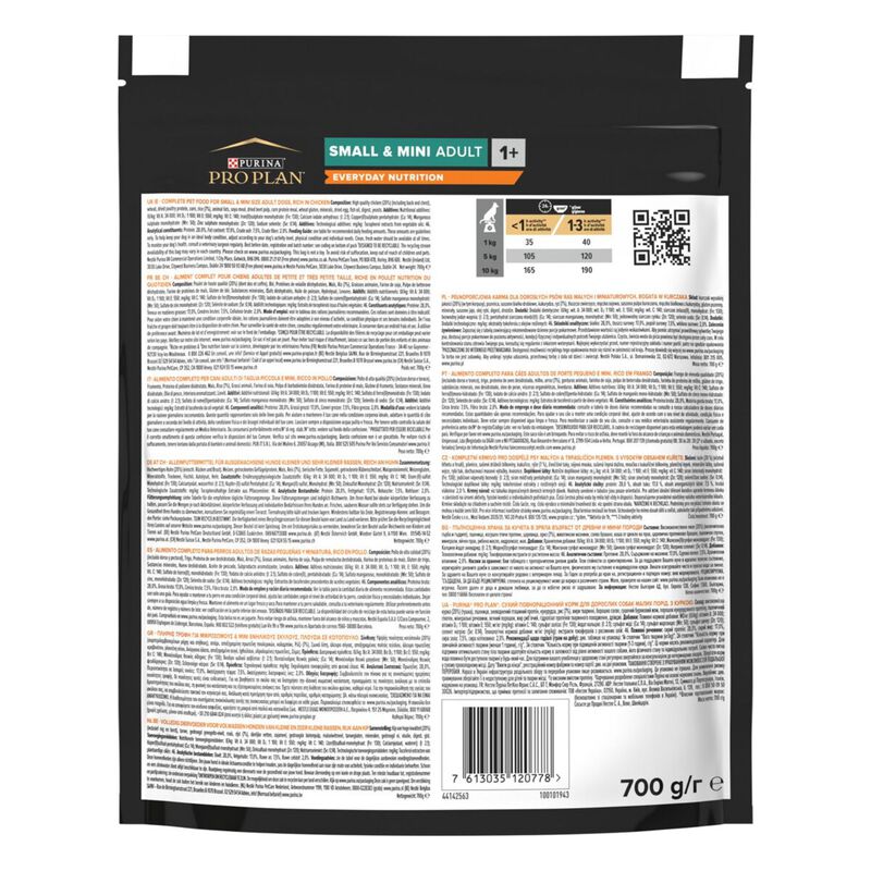 Purina Pro Plan Dog Adult Small & Mini Everyday Nutrition Pollo 700 gr - Scad 31 Luglio 26