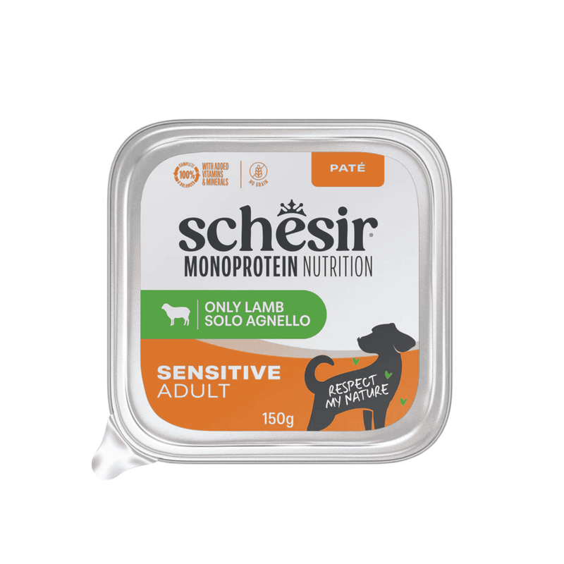 Schesir Monoprotein Dog Adult Sensitive pat&eacute; agnello 150gr