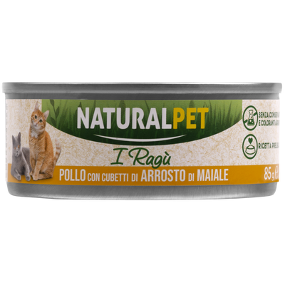 Naturalpet Cat I rag&ugrave; Pollo con cubetti di arrosto di maiale 85gr