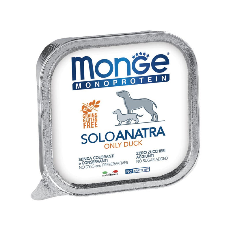 Monge Monoprotein per cani adulti Pat&eacute; Solo Anatra 150 gr