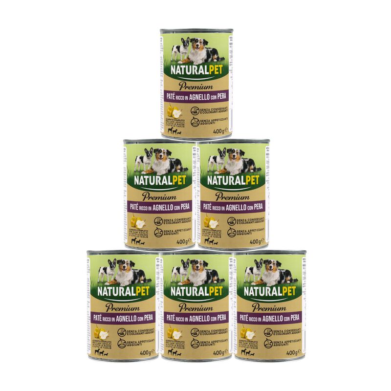 Naturalpet Premium Dog Adult Pat&eacute; ricco in Agnello con pera 400gr