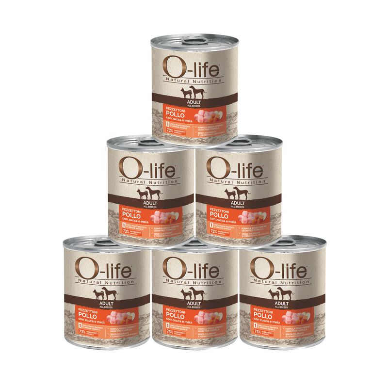 O-life Dog Adult All breeds Pezzettoni in pollo con zucca e mela 400gr