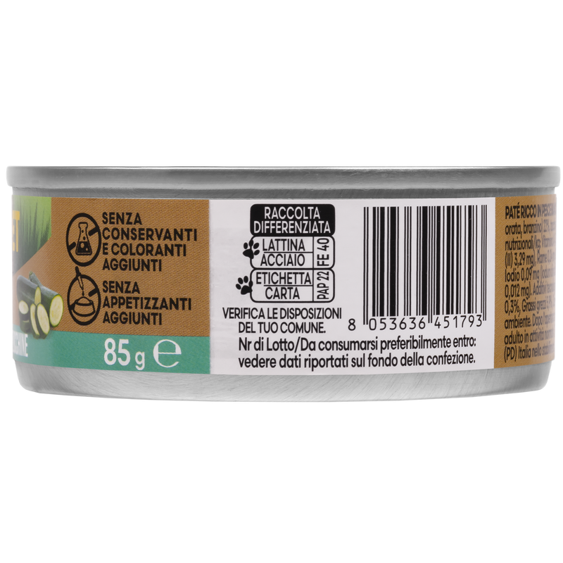 Naturalpet Premium Cat pat&eacute; al pesce bianco con zucchine 85gr