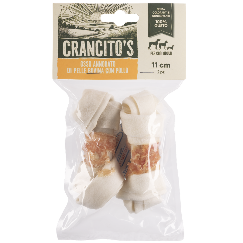 Crancito's Osso annodato di pelle bovina con pollo 2pz 11 cm