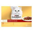 Gourmet Gold Cat Adult Dadini in Salsa con Manzo, Salmone e Pollo, Tacchino e Anatra, Pollo e Fegato 12x85 gr