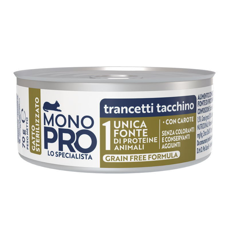 Monopro Cat Steril Trancetti tacchino con carote 70gr