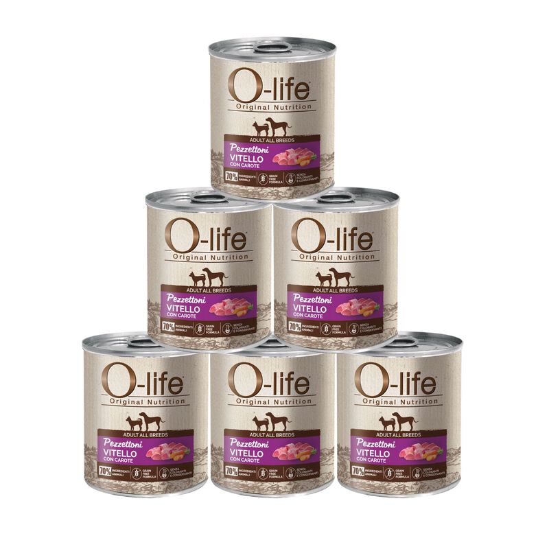 O-life Dog Adult Pezzettoni Vitello con carote 400gr