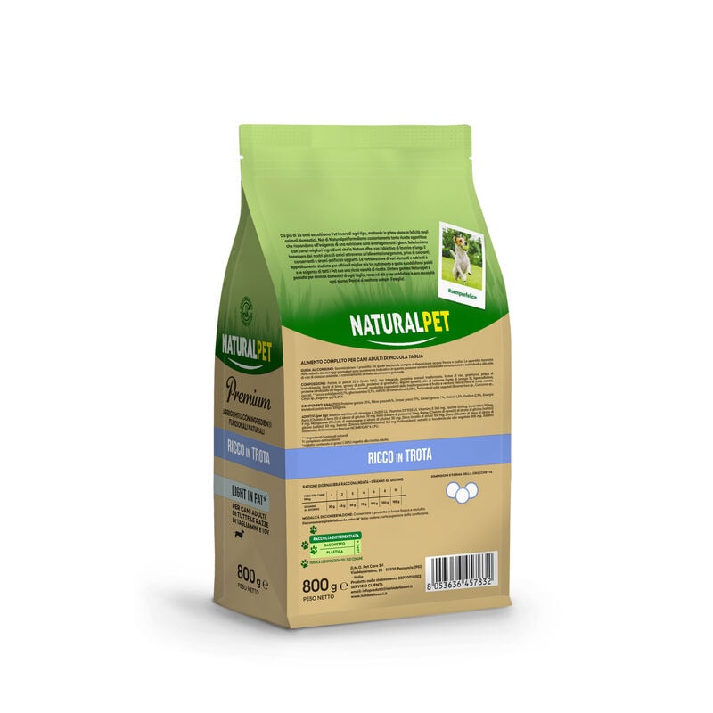 Naturalpet Premium Dog Mini alla Trota Light In Fat 800 gr