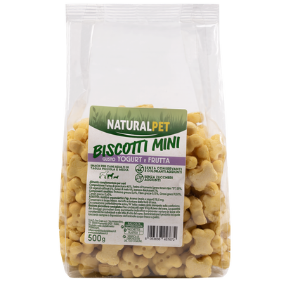 Naturalpet Dog Adult Mini&Medium Snack biscotti gusto yogurt e frutta 500gr