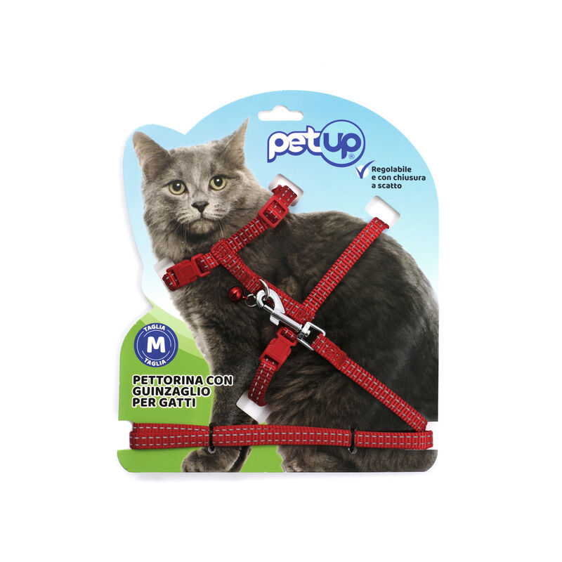 Petup Pettorina con Guinzaglio 10mm Rosso
