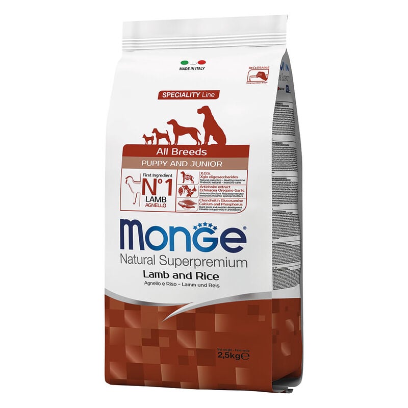 Monge Natural Superpremium Puppy e Junior Agnello con Riso 2,5 kg