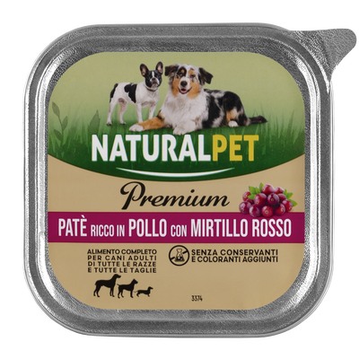 Naturalpet Premium Dog Adult All breeds pat&eacute; ricco in pollo con mirtillo rosso 150gr - Scad 01 Sett 26