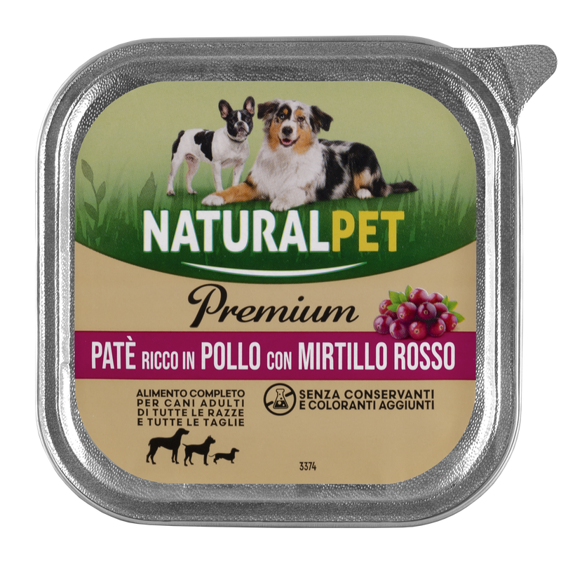 Naturalpet Premium Dog Adult All breeds pat&eacute; ricco in pollo con mirtillo rosso 150gr - Scad 01 Sett 26