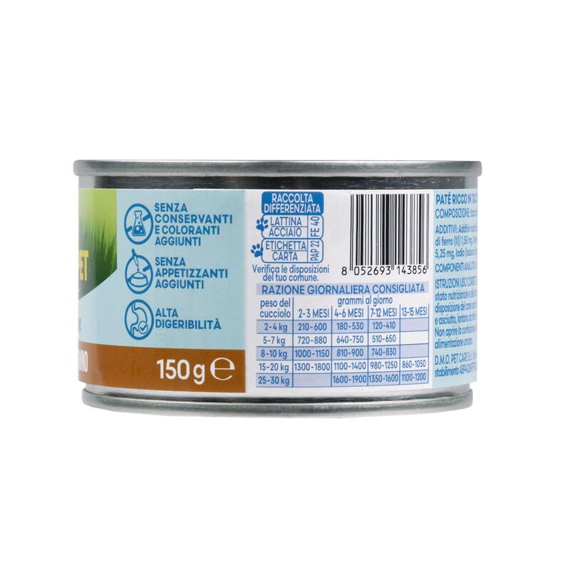 Naturalpet Prime Orme Puppy Pat&eacute; ricco in Tacchino 150gr