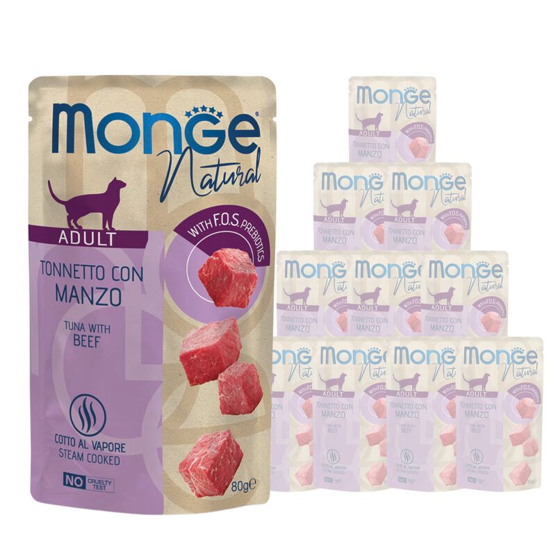 Monge Natural Cat Adult Pezzetti di Tonnetto con Manzo 80 gr