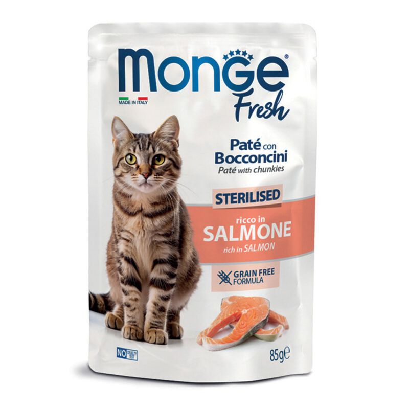 Monge Fresh Sterilised Pat&eacute; con Bocconcini di Salmone per gatti 85 gr