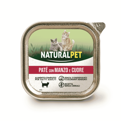 Naturalpet Cat Adult pat&eacute; con Manzo e cuore 100gr