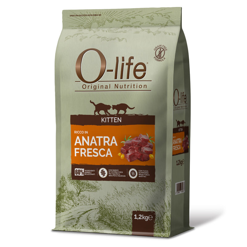 O-life Cat Kitten con Anatra 1,2 Kg