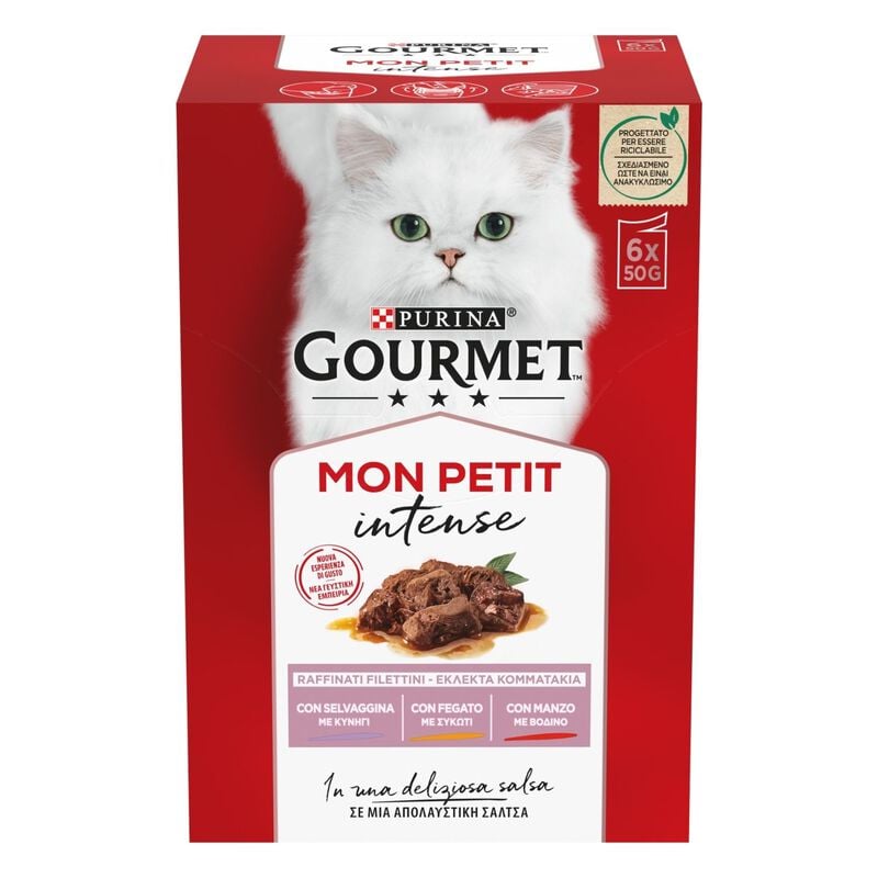 Gourmet Mon Petit Cat Adult con Selvaggina, Fegato, Manzo 6 x 50 gr