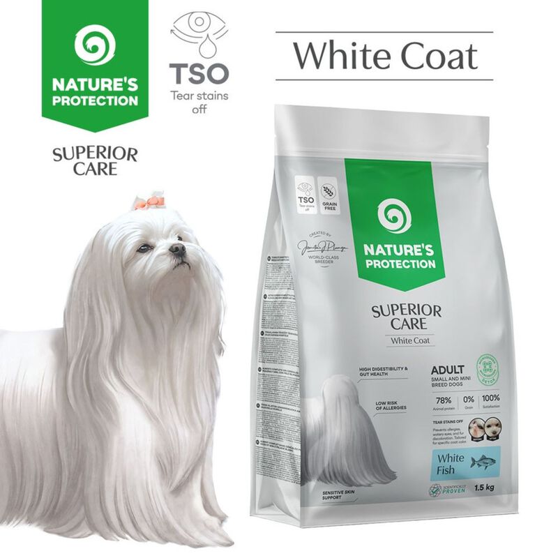 Nature's Protection Superior Care Dog Adult Small & Mini con Pelo Bianco al Pesce bianco 10 kg