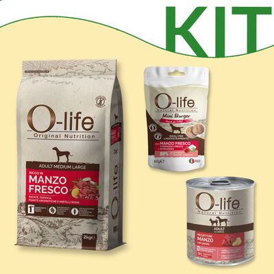 Kit alimentazione premium con carne fresca O-life Dog Medium Large