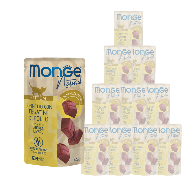 Monge Natural Kitten Pezzetti di Tonno con Fegatini di Pollo 80 gr
