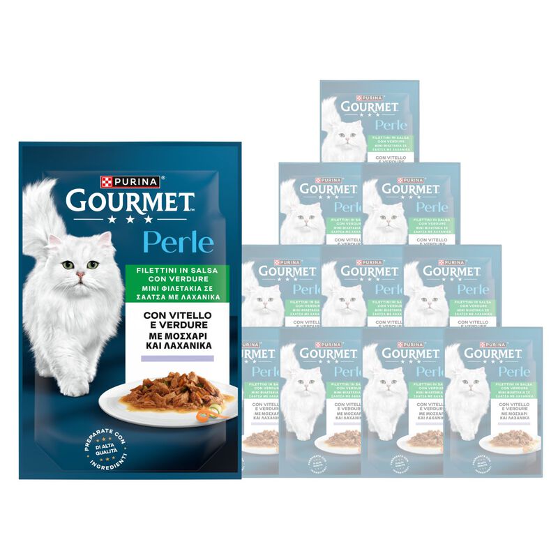 Gourmet Perle Cat Adult Filettini in Salsa con Vitello e Verdure 85 gr