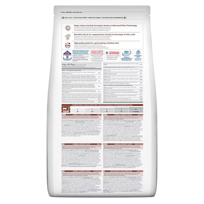 Hill's Science Plan Cat Adult Hairball&Perfect Coat con Pollo 1.5kg - Scad 01 Ottobre 2026