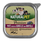Naturalpet Premium Dog Adult Pat&eacute; ricco in Agnello con mirtilli 150 gr