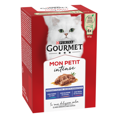 Gourmet Mon Petit Cat Adult con Tonno, Salmone, Trota 6 x 50 gr