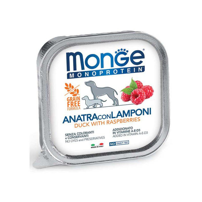 Monge Monoprotein Dog Adult Pat&eacute; Anatra con Lamponi 150 gr