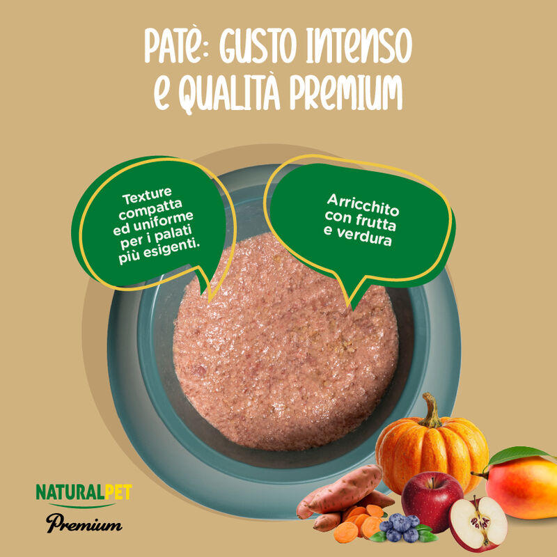 Naturalpet Premium Dog Adult Pat&eacute; ricco in Maiale con mela 150 gr