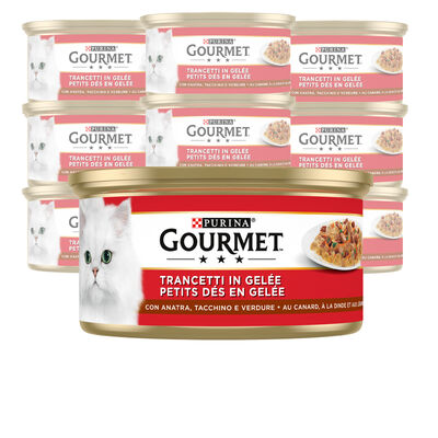 Gourmet Rosso Cat Adult Trancetti in gelatina con Tacchino Anatra e Verdure 195 gr
