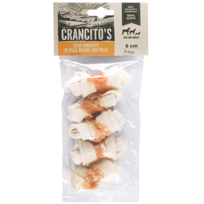 Crancito's Dog Snack Osso annodato di pelle bovina con Pollo 80gr 6pz